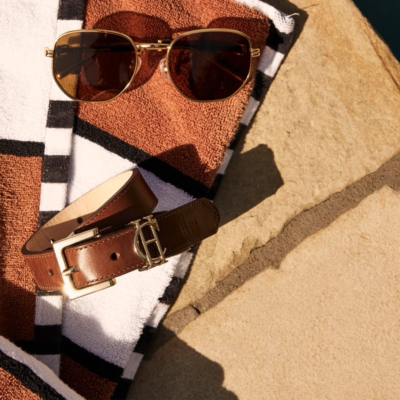 Holland Cooper HC Slim Logo Belt - Tan-2